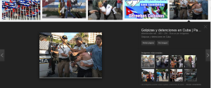Si buscas fotos y artículos de derechos humanos en Cuba mira como ponen a policías MEXICANOS arrestando a un manifestante en un articulo sobre Cuba.